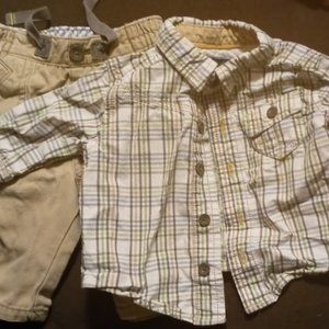 Genuine Osh Kosh BGosh 2 pc plaid and khaki outfit